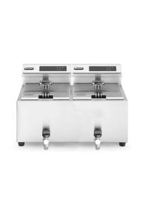 Hendi Friteuse professionnelle électrique - 2 x 8 l - avec vidange - 230 V - 7 kw - ProfiLine | Professionnel | HoReCa | CHR