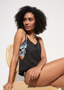 bonprix Mujer, Tankini holgado (3 piezas) con top de bikini tipo bustier, azul, 44