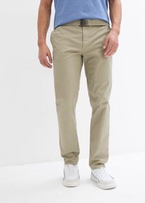 Regular Fit Chinohose mit Komfortbund und Gürtel Straight, grün, Größe 48, mit Baumwolle, bonprix