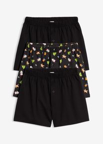 Lockere Boxershorts aus reiner Baumwolle (3er Pack), schwarz, Größe 164/170, mit Baumwolle, bonprix