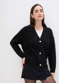 Ajour-Strickjacke, schwarz, Gr&ouml;&szlig;e 48/50 (XL), bonprix