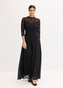 Maxikleid mit Spitze, schwarz, Größe 38, bonprix