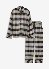 Gewebter Flanell Pyjama, schwarz, Gr&ouml;&szlig;e 44/46 (L), Flanell,Viskose, bonprix