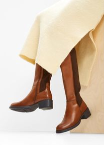 Stiefel aus Leder, braun, Gr&ouml;&szlig;e 43, Glattleder, bonprix