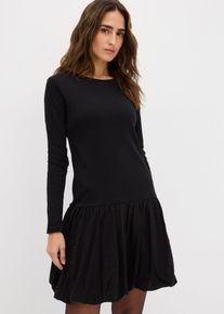Shirtkleid mit Ballonrock, schwarz, Größe 36/38 (S), mit Baumwolle, bonprix