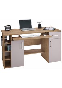 VOGL Möbelfabrik Bureau Tim met zijopen vakken & toetsenborduitrekking, Printerstandaard, 1 lade, breedte 138 cm, gemaakt in Duitsland bureaus bruin