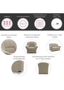 DOMO collection Fauteuil Bahia tijdloos, elegant met comfortabele armleuningen (set) fauteuils maat Luxe-microvezel bruin