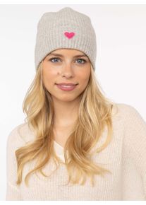 Zwillingsherz Beanie with Heart-Patch Ribbreisel, met brede omslag, verwarmend dames mutsen grijs