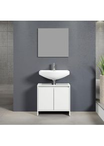 Inosign Badkamerserie Banta Griffloser wastafelonderkast in wit mat en wandspiegel (2-delig) badmeubelsets wit