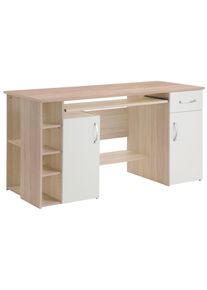 VOGL Möbelfabrik Bureau Tim met zijopen vakken & toetsenborduitrekking, Printerstandaard, 1 lade, breedte 138 cm, gemaakt in Duitsland bureaus beige