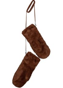 monari Wanten Regular fit met imitatiebont dames handschoenen bruin