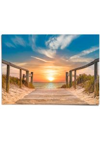 Reinders! Poster Zonsondergang aan het strand landschappen blauw