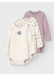 name it Body NBFBODY 3P LS JET STREAM FLOWER NOOS (set, 3-delig) meisjes rompertjes maat 56 blauw