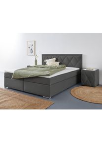 LEONIQUE Boxspring Alfie, bestseller, optioneel met bedlade met capitonnage in het hoofdbord, h2, h3 en h4 ter keuze boxsprings maat Fluweel grijs
