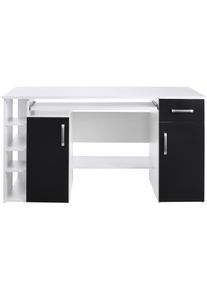 VOGL Möbelfabrik Bureau Tim met zijopen vakken & toetsenborduitrekking, Printerstandaard, 1 lade, breedte 138 cm, gemaakt in Duitsland bureaus wit