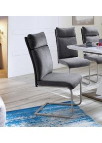 MCA furniture Vrijdragende stoel Pia Stoel belastbaar tot 120 kg, kussen-look (2 stuks) zweefstoelen maat Chenille-look grijs