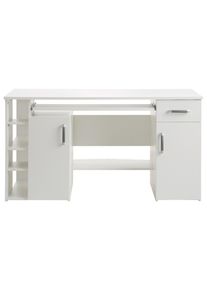 VOGL Möbelfabrik Bureau Tim met zijopen vakken & toetsenborduitrekking, Printerstandaard, 1 lade, breedte 138 cm, gemaakt in Duitsland bureaus wit