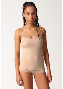 Skiny Hemd Classicotton comfortabel, zacht, nauwsluitend, katoenmix dames armloze tops maat 42 beige