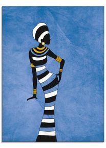 Artland Print op glas Afrikaanse vrouw in verschillende maten glazen artprint blauw