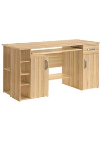 VOGL Möbelfabrik Bureau Tim met zijopen vakken & toetsenborduitrekking, Printerstandaard, 1 lade, breedte 138 cm, gemaakt in Duitsland bureaus bruin