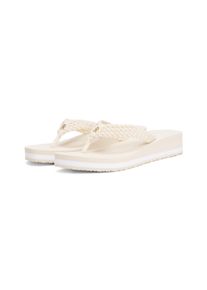 Tommy Hilfiger Dianets TH CROCHET MID BEACH SANDAL , sleehak, plateau, teenspreider, zomerschoen met label dames sandaaltjes maat 39 beige