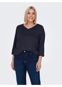 Only CARMAKOMA Shirt met 3/4 mouwen CARCARLINNE V-NECK 3/4 TOP JRS BF dames shirts met 3/4 mouwen maat M blauw
