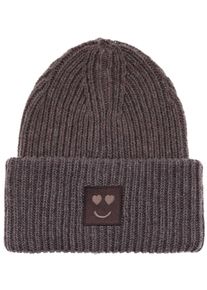 Zwillingsherz Gebreide muts Smile dames mutsen bruin