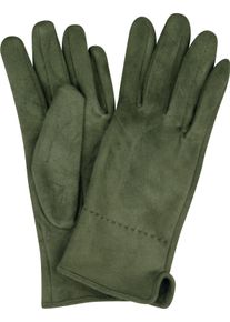 Capelli New York Gebreide handschoenen met siernaad, metalen logo, fijn geribd breisel, elastisch (1 paar) dames handschoenen groen