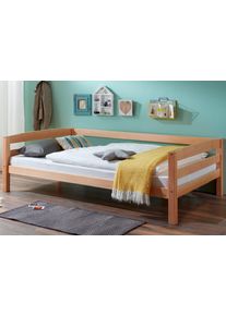 Relita Massief houten ledikant Nora Massief beuken, zonder lattenbodem, 2 versies bedden beige