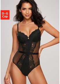 Lascana Body Cara gemaakt van filigraan kant en zachte mesh, deels gemaakt van een gerecyclede stof dames body's maat F zwart