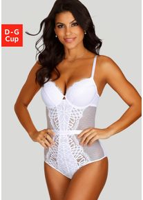 Lascana Body Cara gemaakt van filigraan kant en zachte mesh, deels gemaakt van een gerecyclede stof dames body's maat E wit