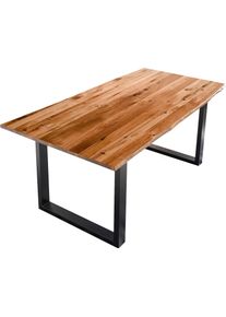 Salesfever Tafel met hout Villach Eettafel met natuurlijke uitstraling Zichtbaar nervenpatroon en noesten, eettafel van massief hout rechthoekige