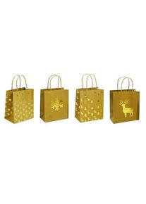 Sada vianočných darčekových tašiek 4 ks, zlatá, 24 x 31 x 12 cm