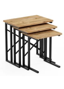 Hanah Home Odkladací stolík Brown Cross, 3 ks