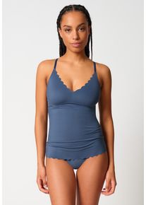 Skiny Hemd Micro Essentials elastisch, uitneembare pads, bh-hemd, met onzichtbaar-effect dames armloze tops maat 36 blauw