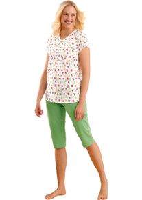 wäschepur Damska Capri pyžamá, elastický pás Jabĺčková + biela potlač veľkosť 52/54