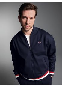 TRIGEMA Sweatvest TRIGEMA Collegejas met contrasterende elementen (1-delig) heren sweatvesten maat L blauw