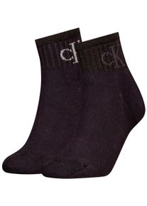 Calvin Klein Jeans Sokken CKJ WOMEN QUARTER 2P GLOSSY RIB (2 paar) dames sokken maat 35-38 zwart