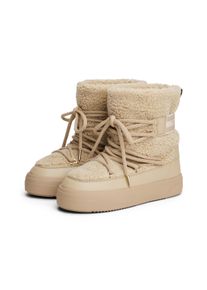 Tommy Hilfiger Winterlaarzen FAUX SHEARLING SNOWBOOT winterenkellaars, outdoorschoen met opgezette veters dames winterlaarsjes maat 37 beige