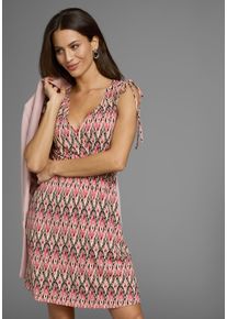 Laura Scott Zomerjurk met strikband op de schouders van jersey dames zomerjurken maat 46 beige