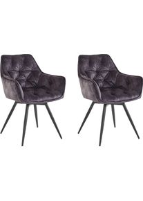 Hela Eetkamerstoel Mara Draaistoel, teddy bekleding, geweven stof of velvet (set) 4 poot stoelen maat Fluweel zwart