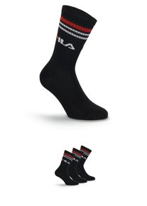 Fila Sokken brede ribboord, logo opschrift, katoenmix (3 paar) jongens sokken maat 35-38 zwart