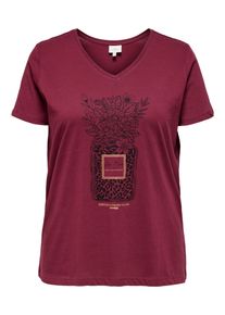 Only CARMAKOMA Shirt met korte mouwen CARLYDIA LIFE SS V-NECK REG TEE JRS dames t-shirts maat M rood