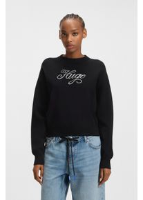 HUGO Blue Gebreide trui Slogix met swirl-logo dames truien maat L zwart