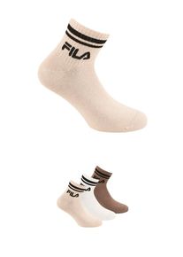Fila Korte sokken Katoenmix, Unisex, Contraststrepen (3 paar) unisex sportsokken maat 35-38 bruin
