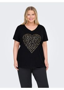 Only CARMAKOMA Shirt met korte mouwen CARLYDIA LIFE SS V-NECK REG TEE JRS dames t-shirts maat L zwart