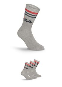 Fila Sokken brede ribboord, logo opschrift, katoenmix (3 paar) jongens sokken maat 35-38 grijs