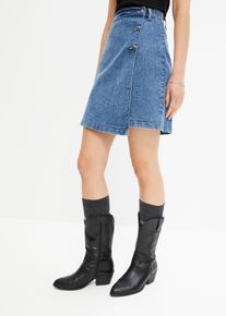 bonprix Femei Fustă de blugi petrecută, albastru, 34