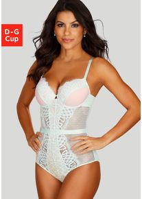 Lascana Body Cara gemaakt van filigraan kant en zachte mesh, deels gemaakt van een gerecyclede stof dames body's maat D groen