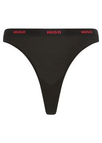 HUGO underwear String ID van stretch-katoen met logo's op de tailleband dames tailleslips maat M zwart